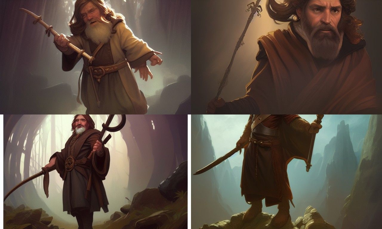 Halfling Wizard Portrait in Digital Art Style