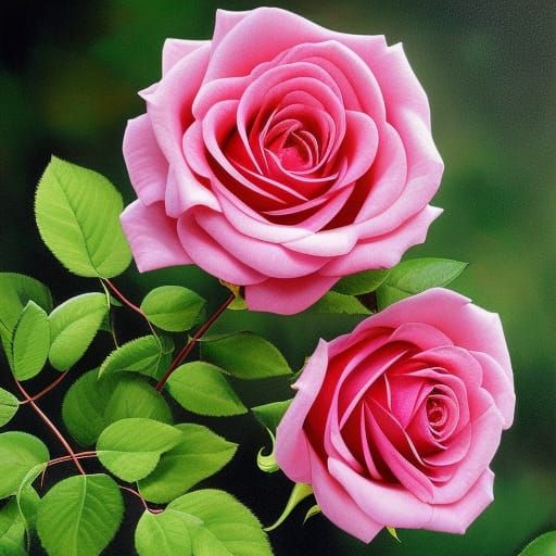 Hyperrealistic Roses Painting in Vibrant Colors