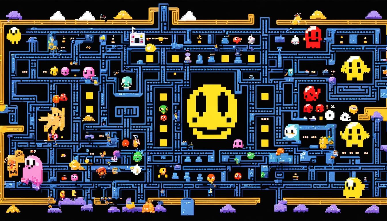 8-Bit Pac-Man in Acid Ink Style