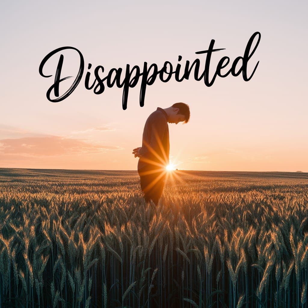 A Lonely Figure in a Golden Wheat Field at Sunset