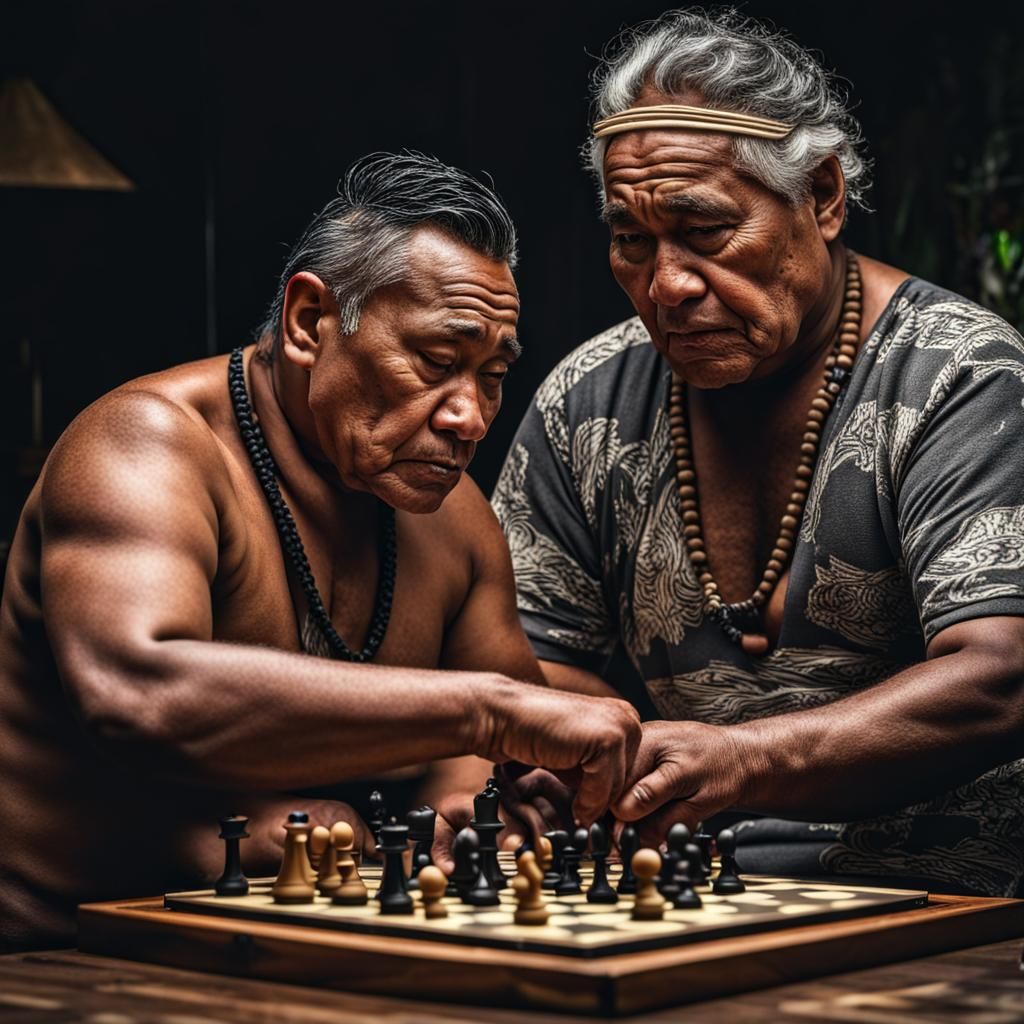 Hyperrealistic Image of Two Men Playing Chess