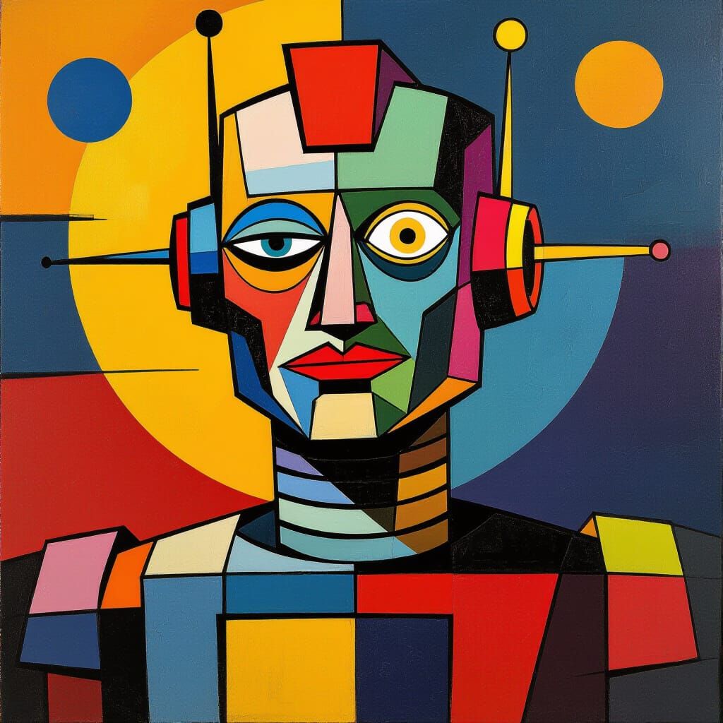 Geometric Robot Portrait in Kandinsky Style