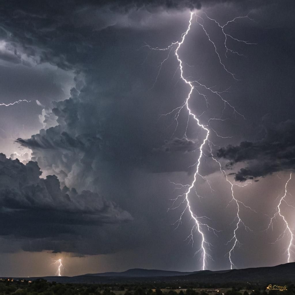 Dramatic Thunderstorm at Night