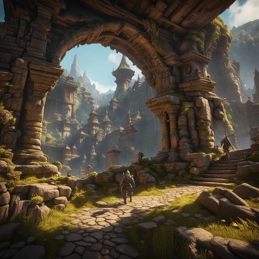 Epic Gold Mine Mountain with Goblins in 3D