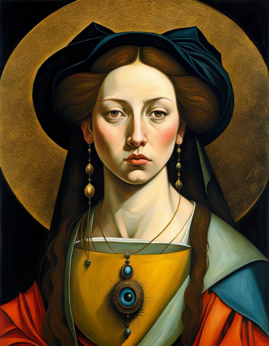 Miserable Woman with Oily Hair, as Oil Painting