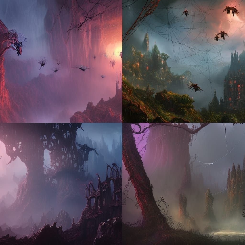 Detailed Spider Webs in Fantasy Concept Art