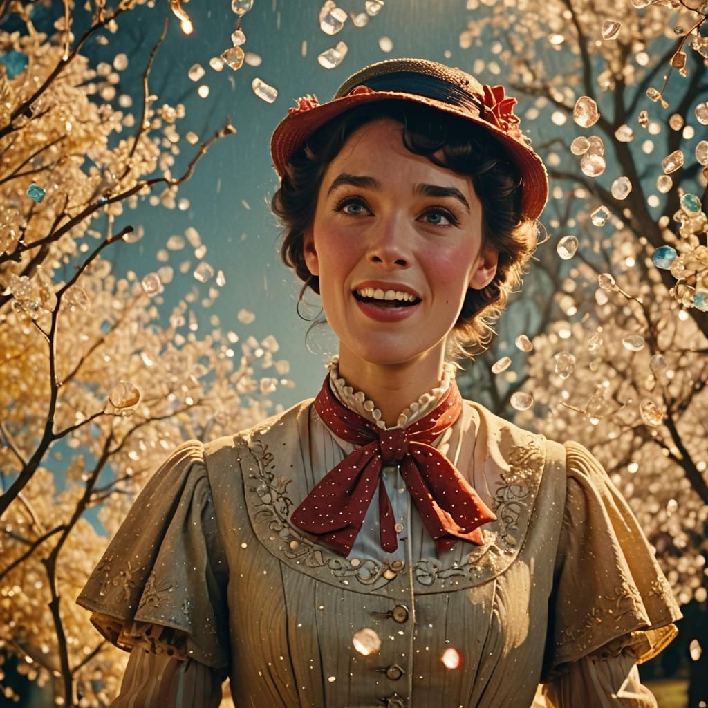 Mary Poppins Singing with Sugar, Post-Impressionist Style