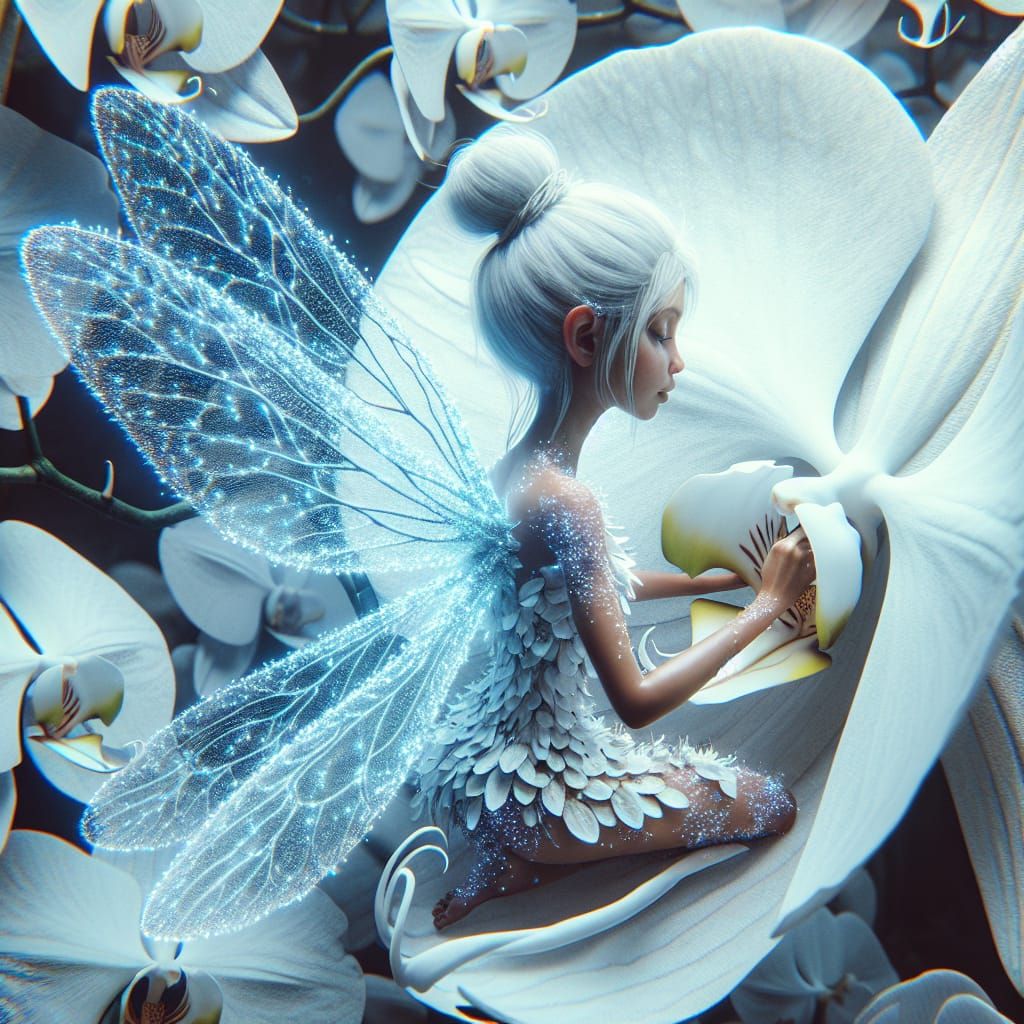 Orchid Fairy Portrait in Hyper-Realistic Style