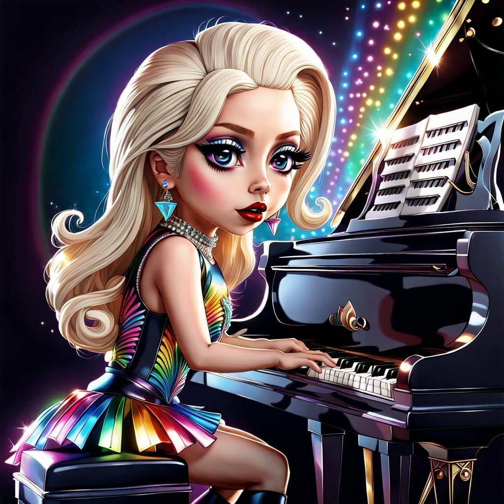 Cute chibified Lady Gaga performing at a gig