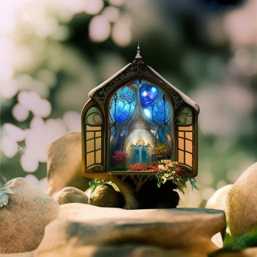 Magical Fairytale House Under Starry Sky in Fantasy Style