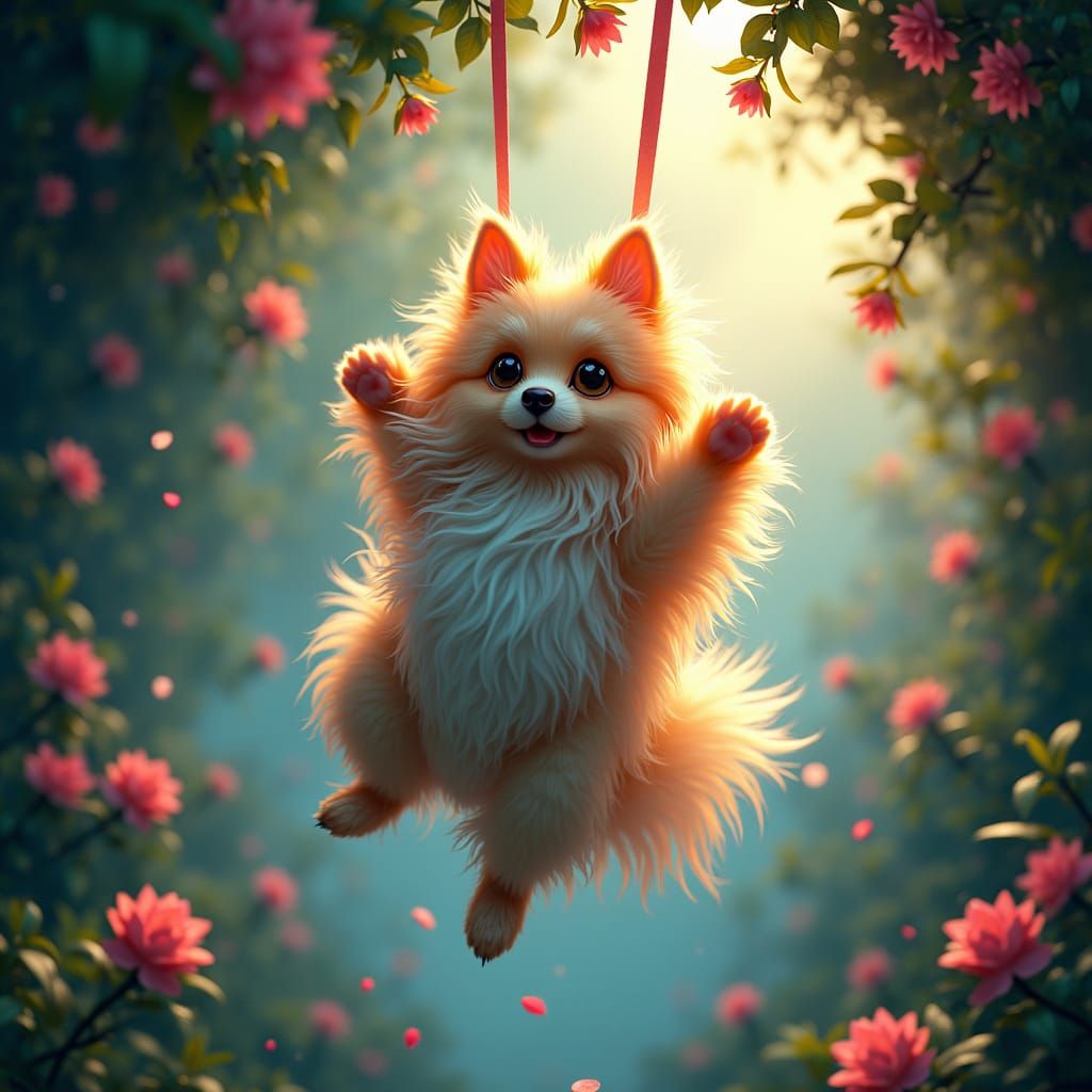 Floating Havanese in Dreamscape, Fantasy Concept Art