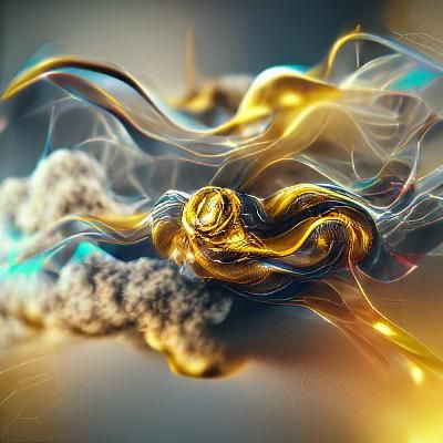 Golden Swirling Smoke in Detailed 3D Rendering