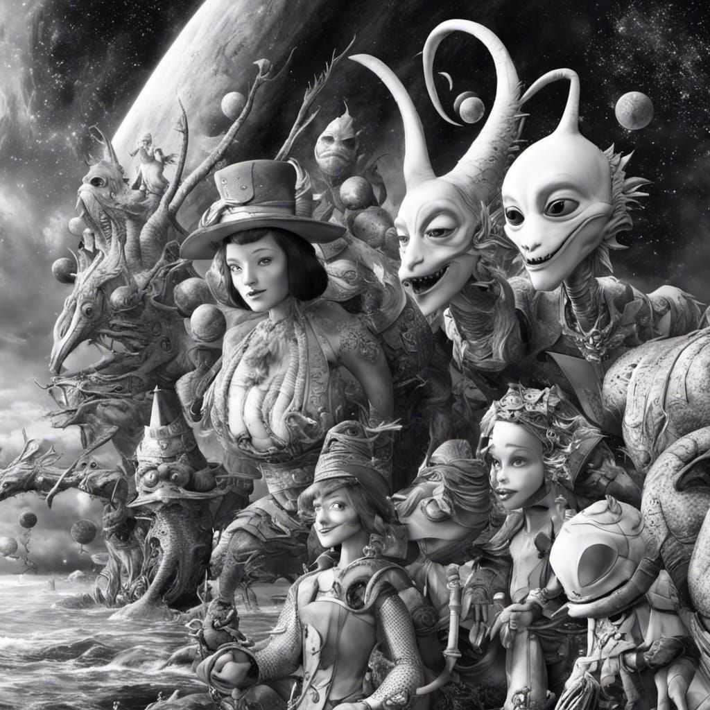 Cartoon Characters in Photorealistic Matte Painting