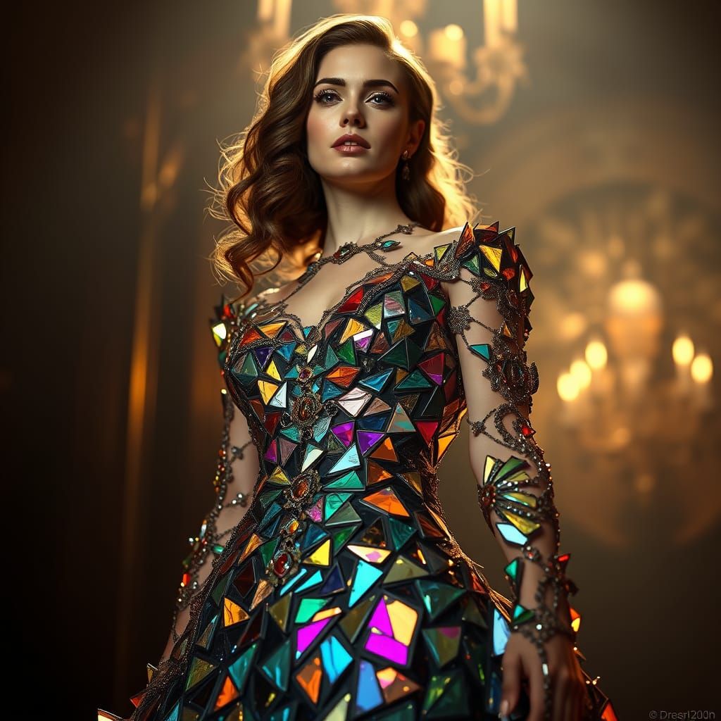 Stained Glass Goddess in Midnight Splendor