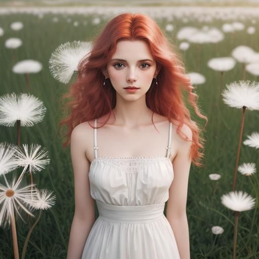 Dandelion Woman: A Red-Haired Artistic Nude Portrait