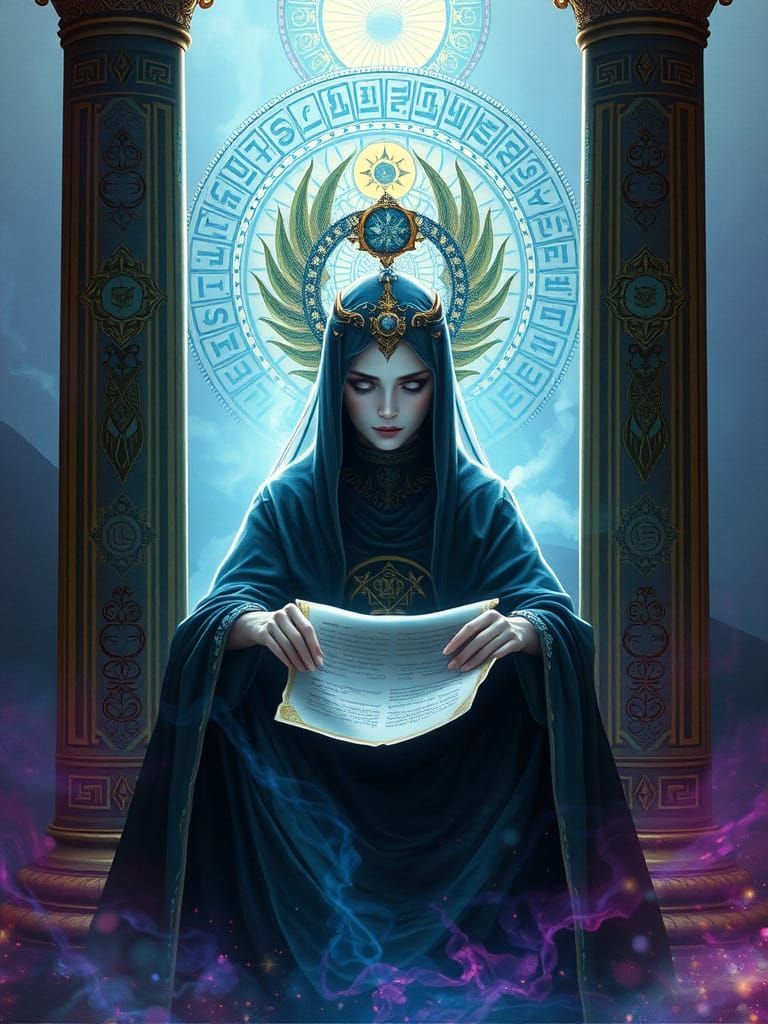 High Priestess Tarot Card in Art Nouveau Style