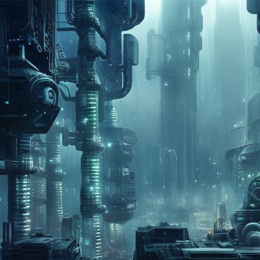 Dystopian Sci-Fi City After Nuclear Explosion