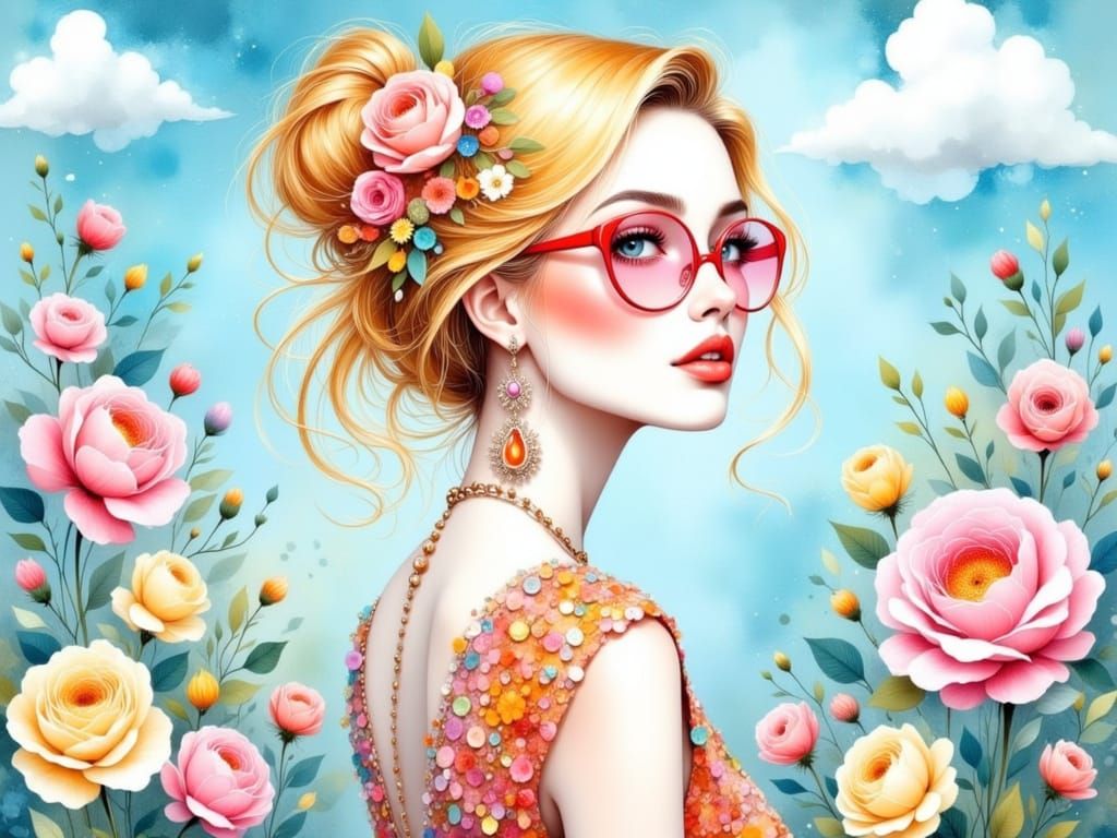 Ethereal Portrait of Girl in Whimsical Sketch Style