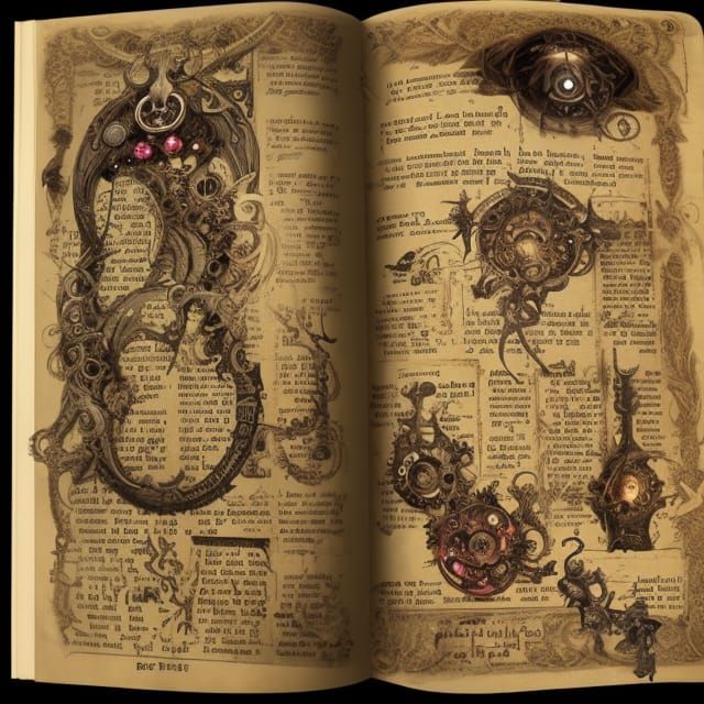 Steampunk Grimoire in Dark Academia Style