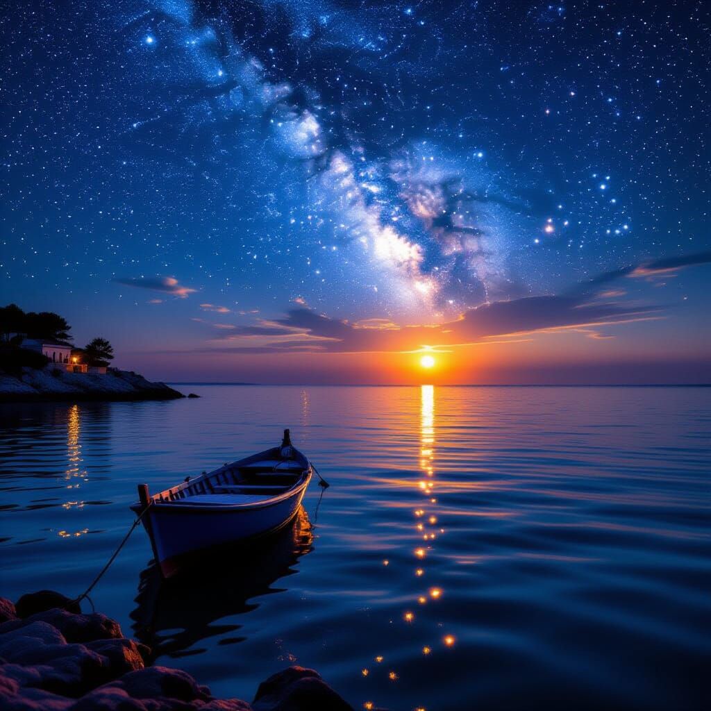 Magical Starry Night Harbor View in Professional Photography...