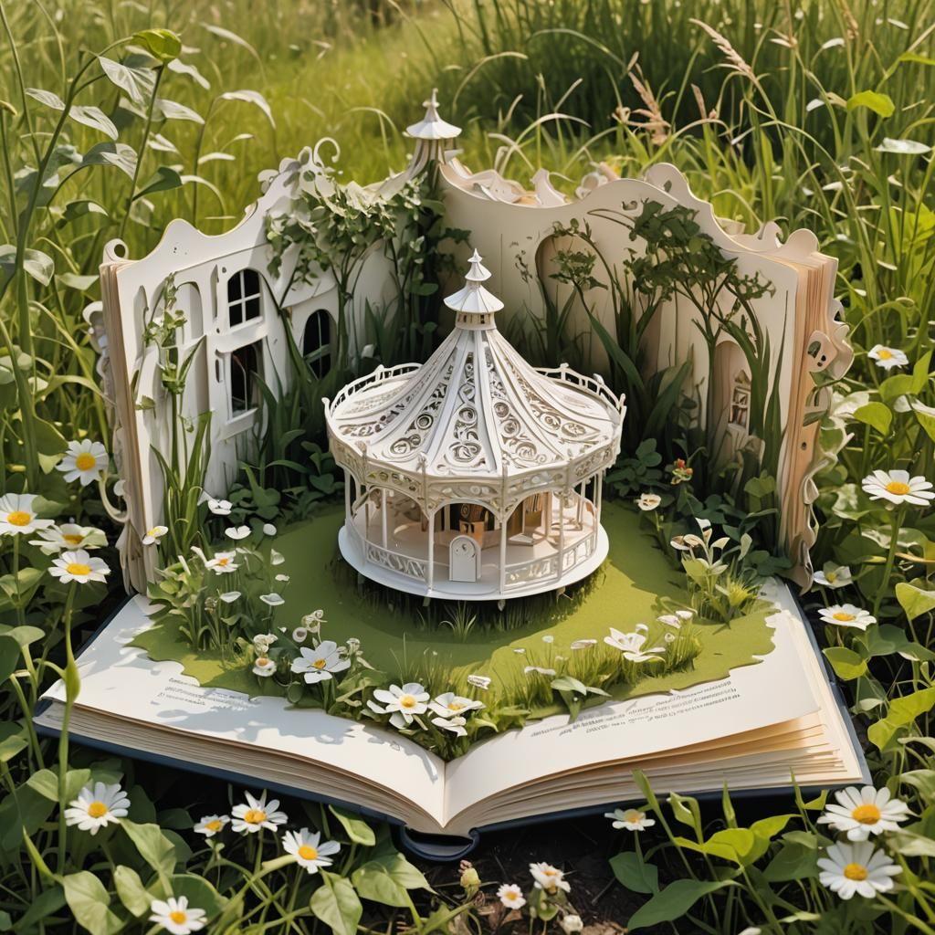 Carousel Pop-Up Book in Wildflower Field