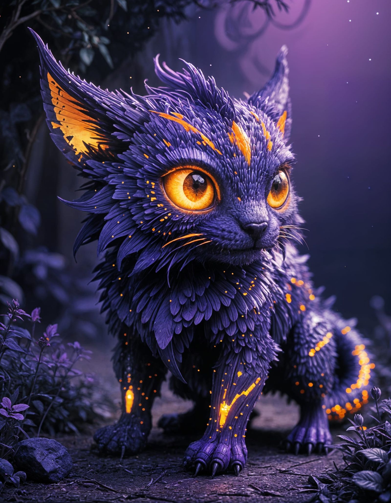 Vibrant Purple and Orange Digital Art