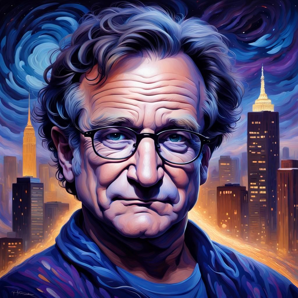 Expressive Portrait with Cityscape in Digital Painting Style