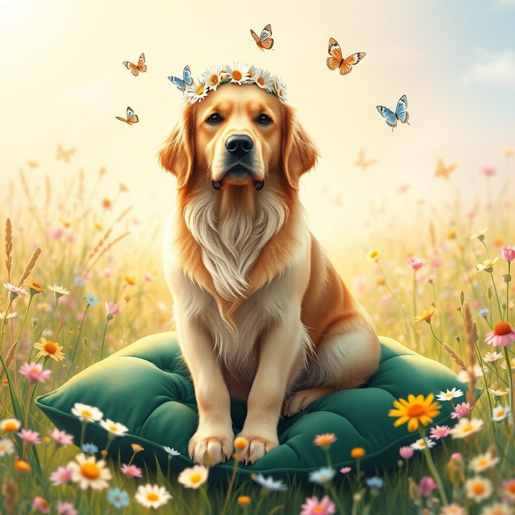 Golden Retriever in Whimsical, Storybook Style