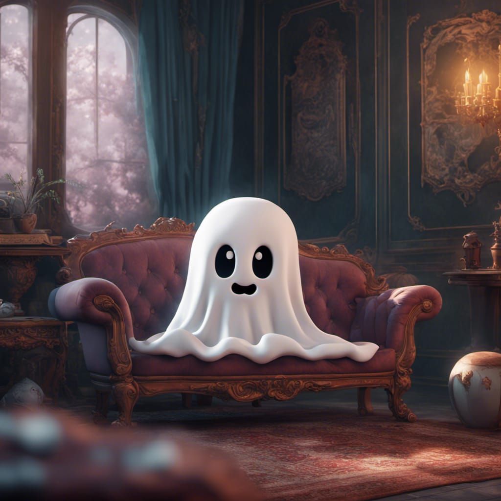 Bored Ghost on Sofa: Fantasy Concept Art