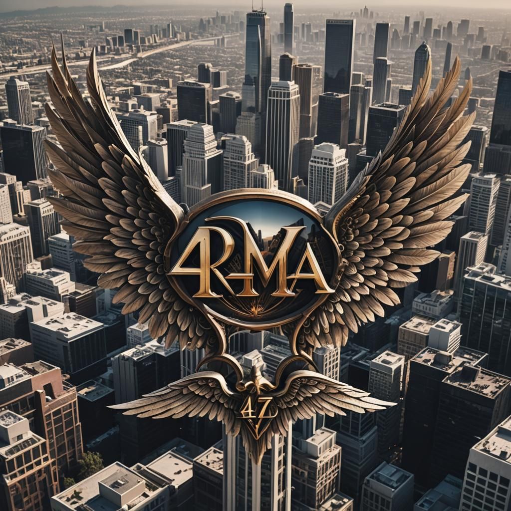 Los Angeles Skyline Logo with Angel Wings