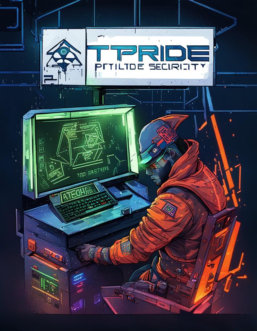 Cyberpunk Hacker Exploits ATM in Neon Cityscape