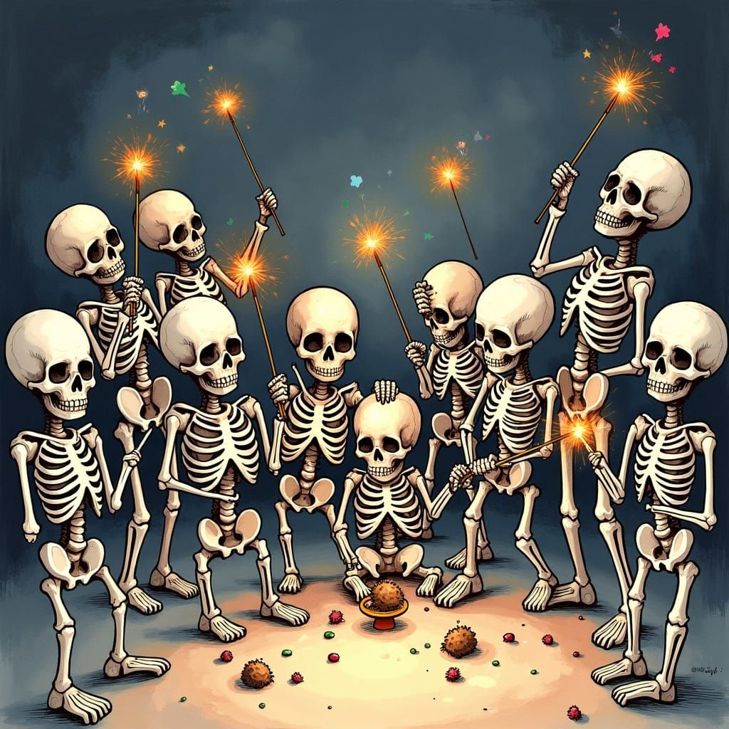 Intricately detailed alcohol ink illustration, The skeleton ...