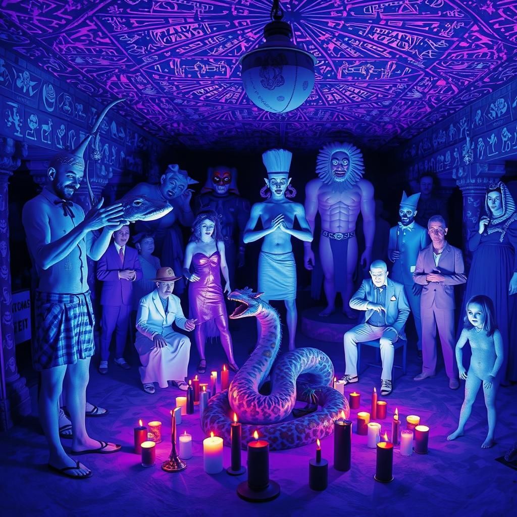 Creepy Underground Ceremony with Pagan Idols
