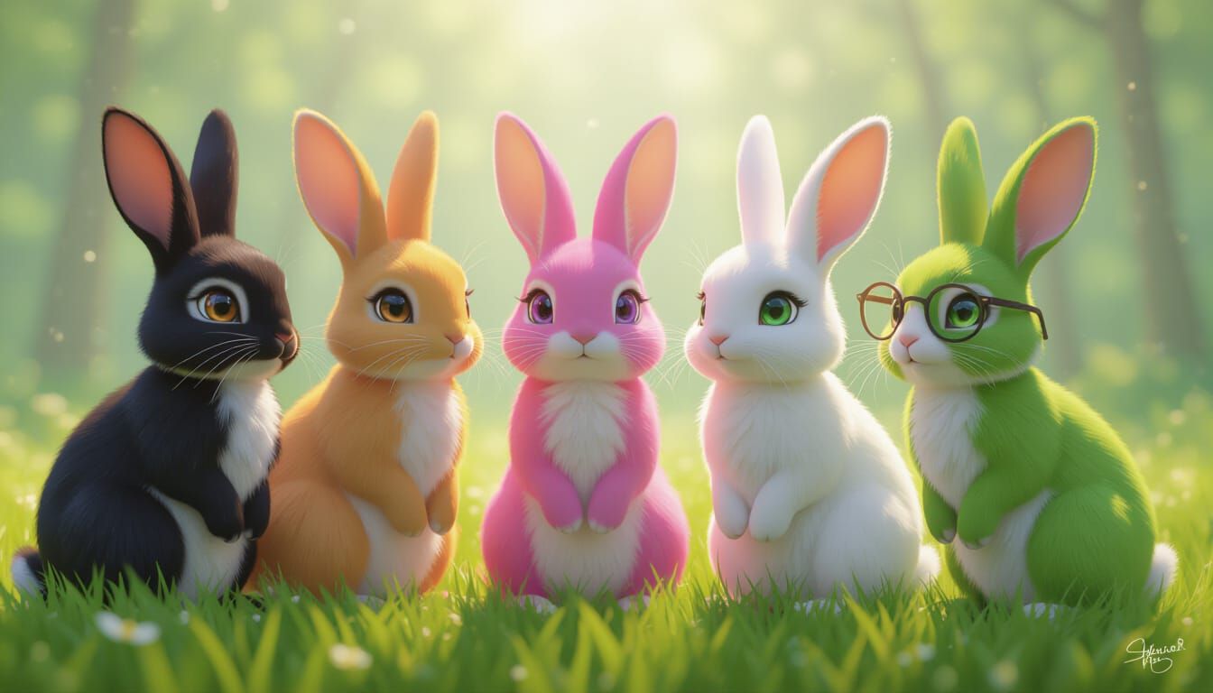 Anime Rabbits in Detailed 3D Art Style