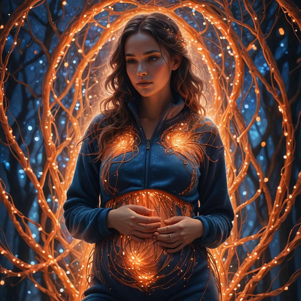 Pregnant Woman in Fleece Bodysuit: Fantasy Concept Art