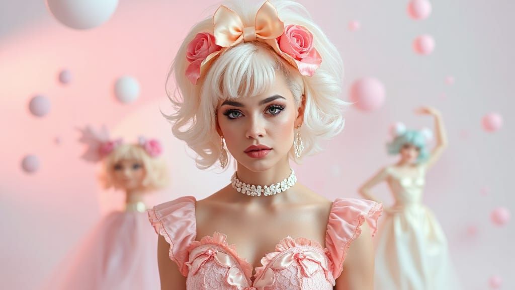 Androgynous Figure in a Dreamlike Pastel Universe