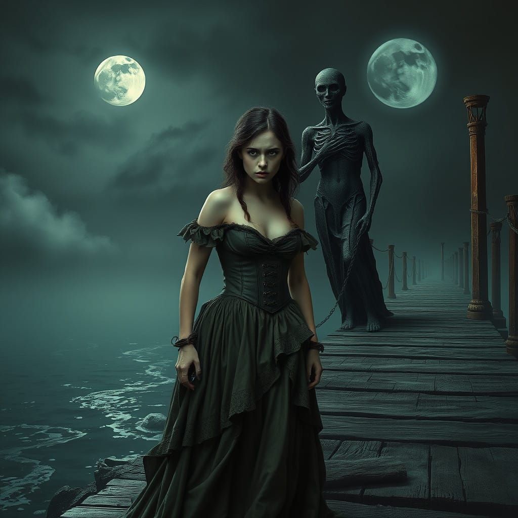 Ethereal Gothic Maiden Bound to Ancient Idol