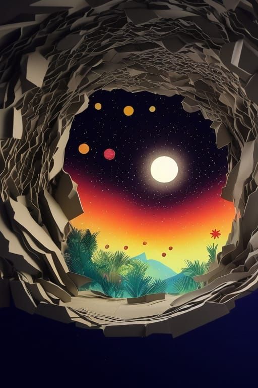 Ornate Paper Cut Tunnel to Stars