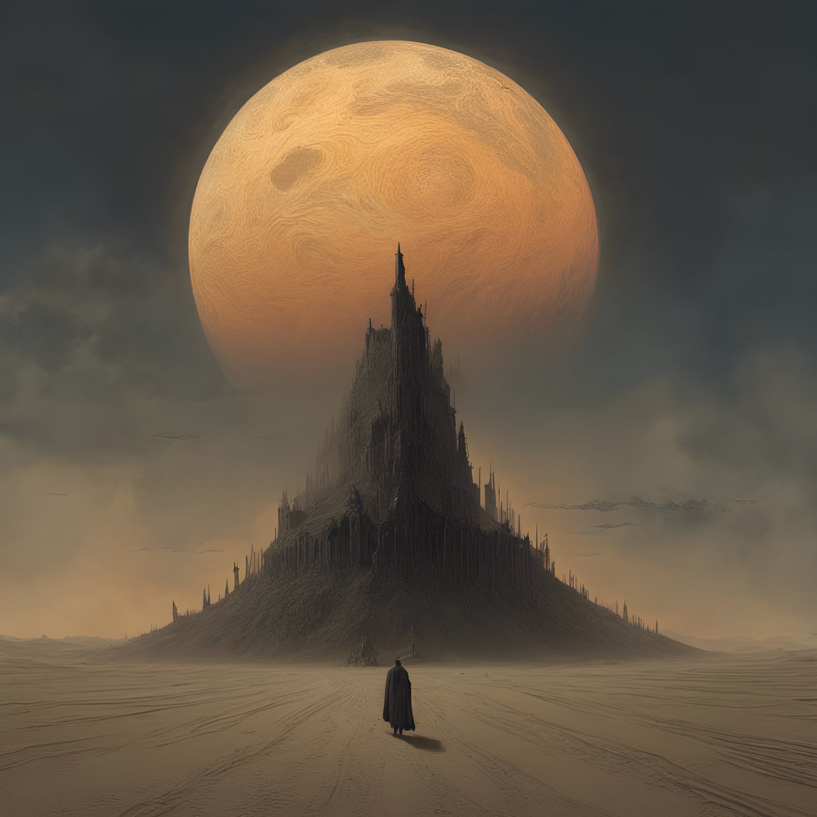 Surreal Skull Moon Horror Landscape in Digital Art