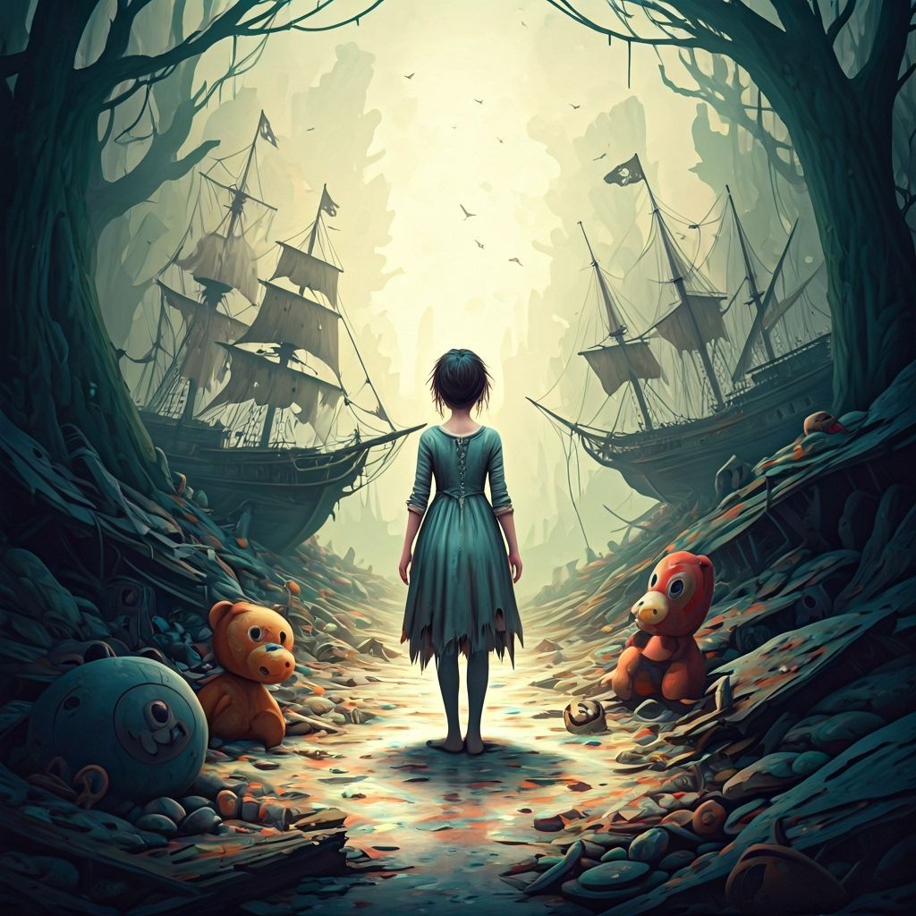 Mystical Girl in Polluted Neverland, Whimsical Style