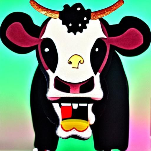 Laughing Demonic Cow Illustration