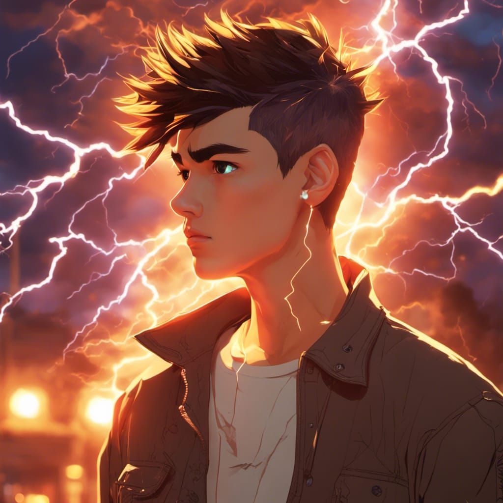 Man Surrounded by Lightning in Mahfood Style