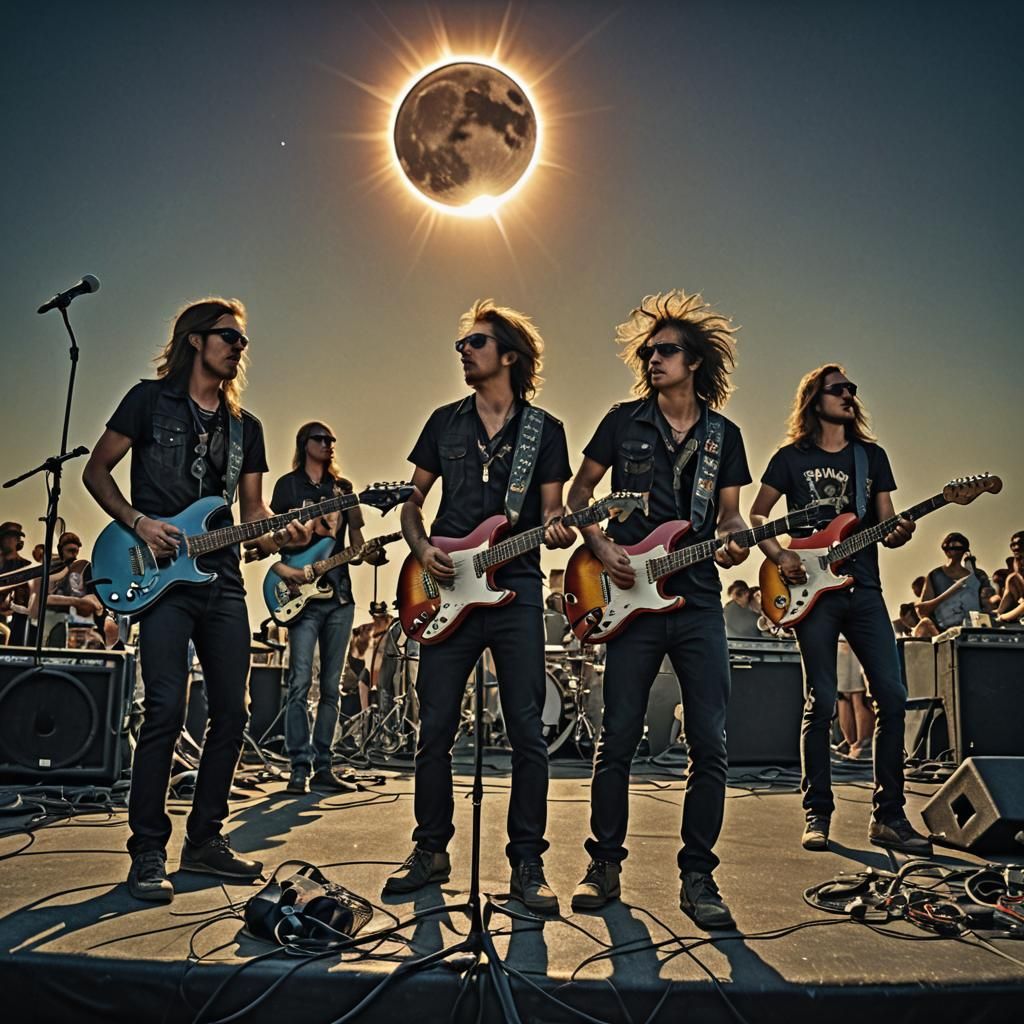Rock Band Concert Under Solar Eclipse