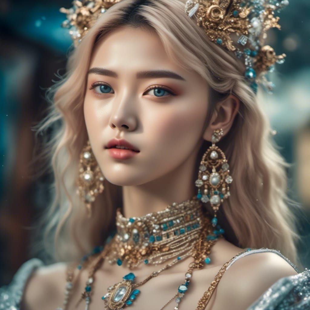 <lora:Beautify:1.0> Beautiful close-up of K-pop idol girl, mockup for jewellery, pale skin, high resolution,looking side...
