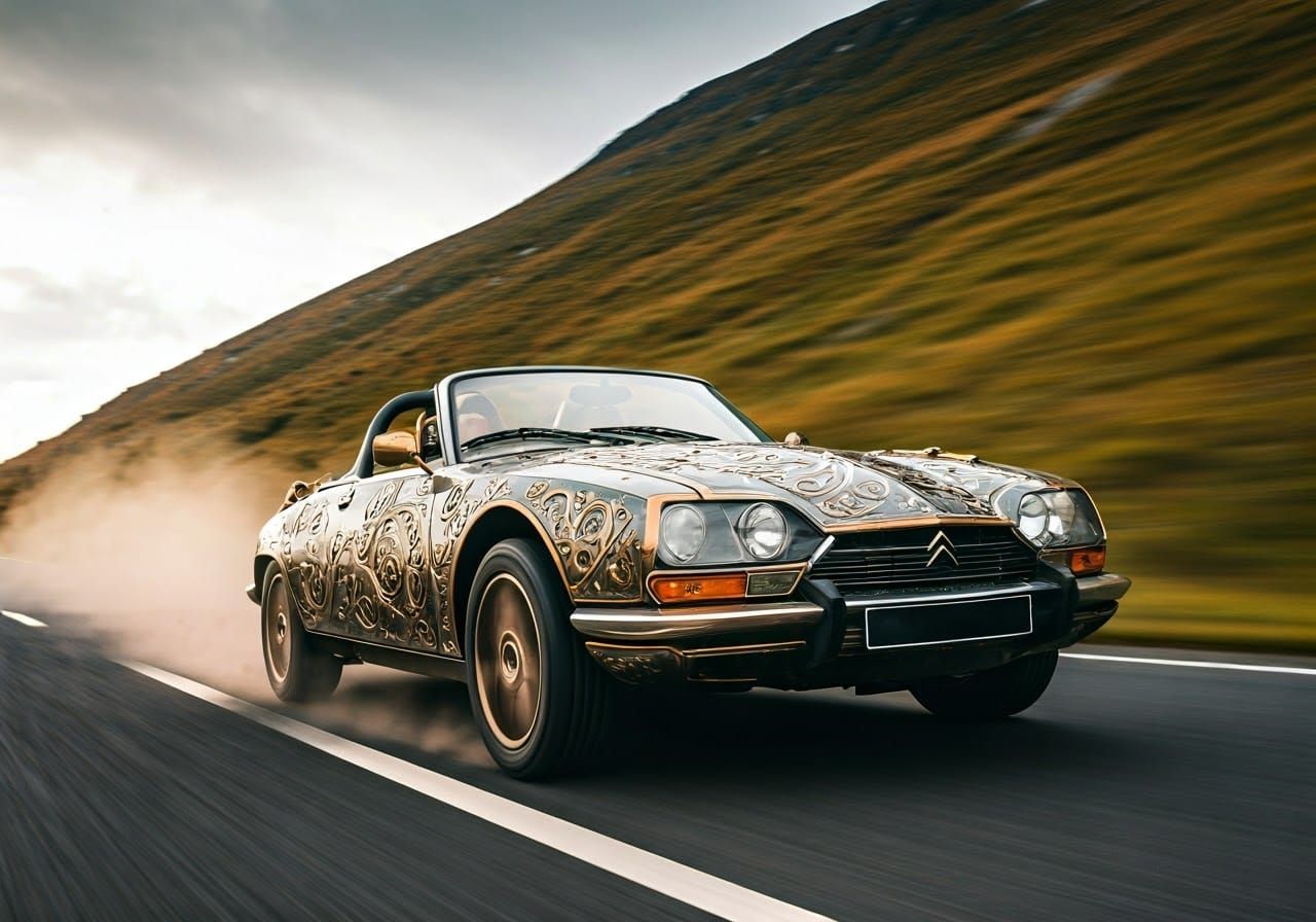 Steampunk Citroën GS Convertible Speeds Down Country Mountai...