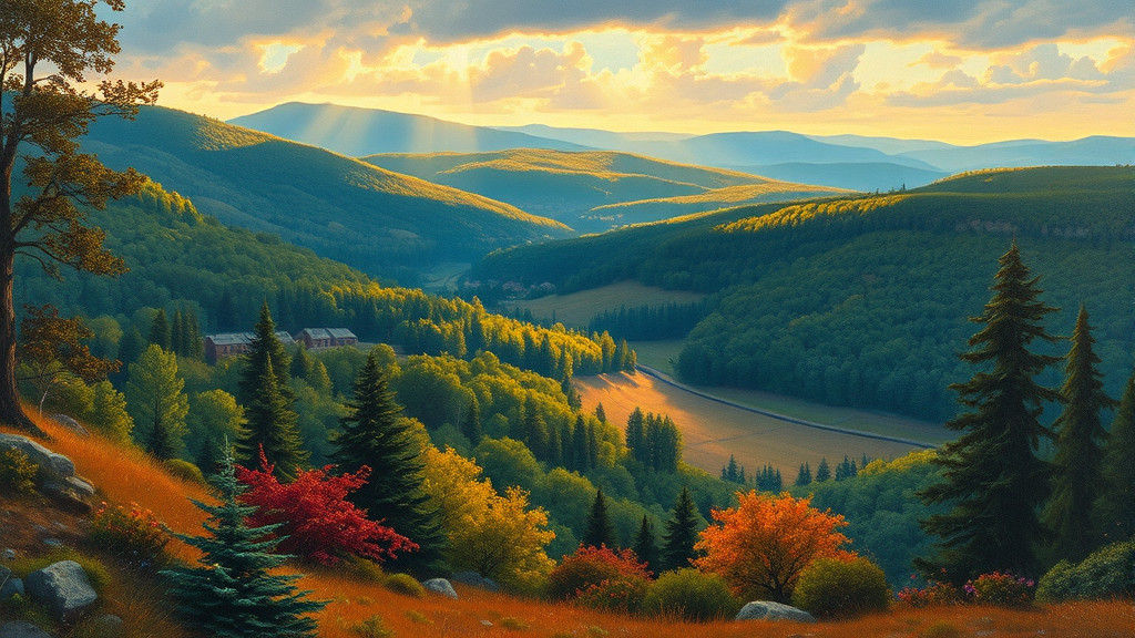 Scenic Landscape Oil Painting in Gurney Style