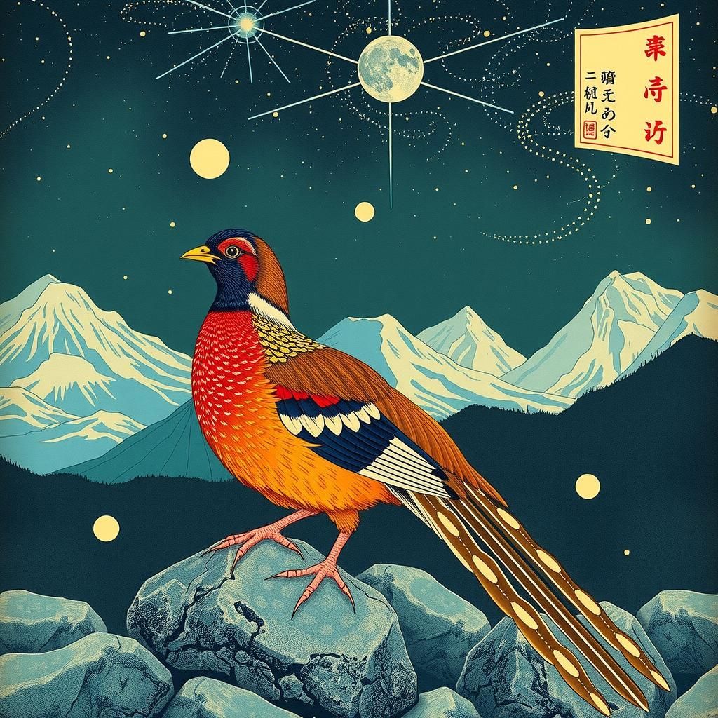 Pheasant Phase Transition Inspired by Symbolic Painting