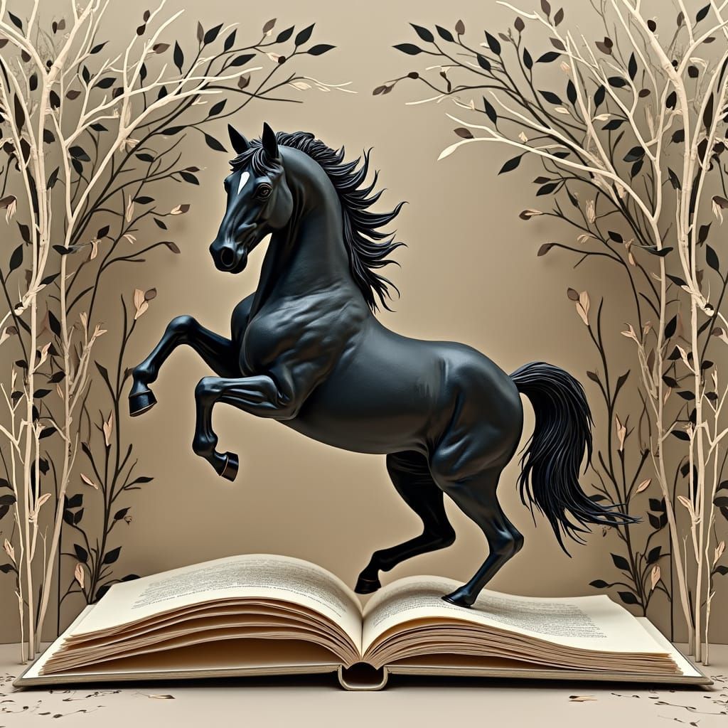 Black Beauty Horse in 3D Pop-Up Book