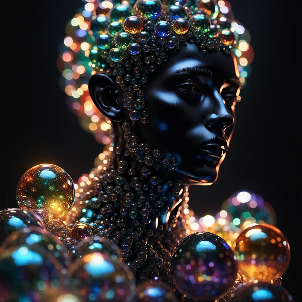 Glass Ball Figure in Iridescent Glass Art Style