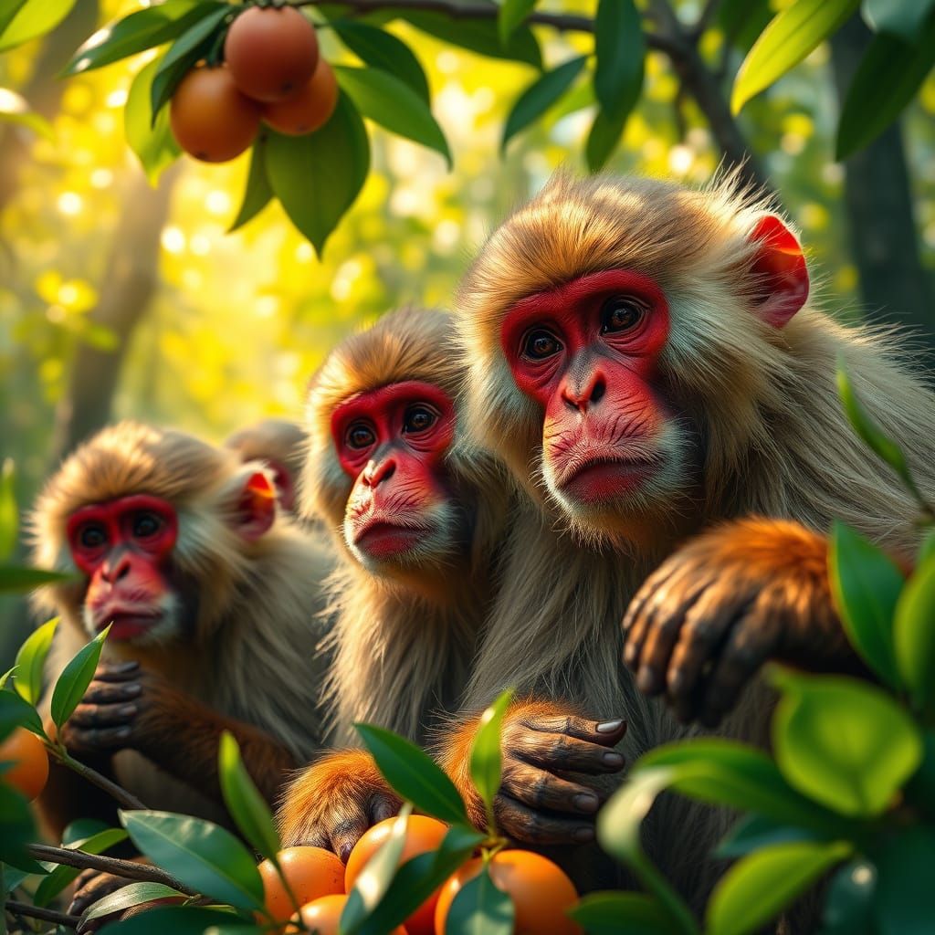 Intelligent Uakari Monkeys Explore Vibrant Forest Canopy